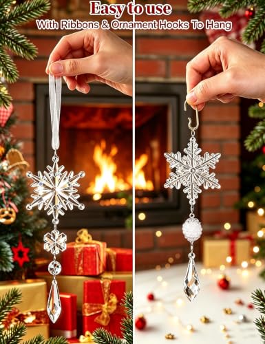 23pcs Crystal Christmas Ornaments Icicle Snowflake Hanging Decor Set