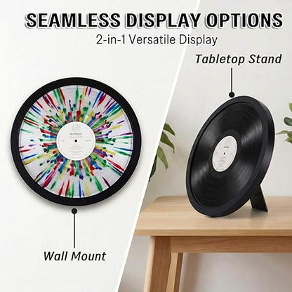 12 Inch Vinyl Record Frame Wall Mount & Tabletop Display Black