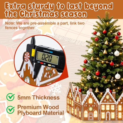 Wooden Gingerbread House Christmas Tree Collar with Lights - 30 Inch