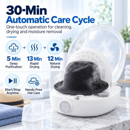 Automatic Hat Cleaner with Steam and Drying - Multi-Mode Steam Cleaning Machine