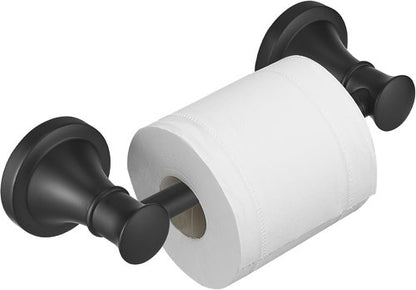 BESy Wall Mounted Toilet Paper Holder - Rustproof Stainless Steel with Flexible Pivoting Handle | Matte Black Finish