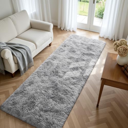 Grey Deerhoo 2x6 Runner Rug for Hallways and Bedroom - Soft Plush Fuzzy