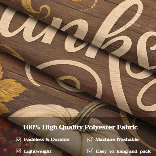 Thanksgiving Rustic Wood Banner Tapestry - Fall Decor, 44x60in, Variation of Wood Board Pumpkin