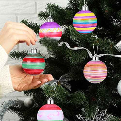Sratte 2'' Christmas Tree DIY Plain Ball Ornament Making Kit Decoration Blank White Ball Ornaments for DIY Craft Activities for Tree and Gift Box Ornaments(12 Pcs)