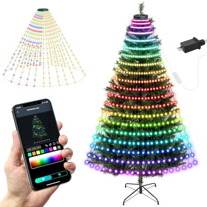 Smart LED Christmas Tree String Lights with Ring App Control - 400 LEDs, Indoor Outdoor, Multicolor or Warm White