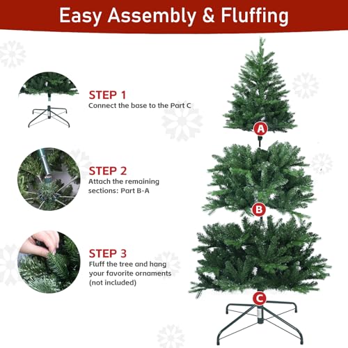 5ft Artificial Christmas Tree with 937 Tips, Unlit, Easy Assembly, Green