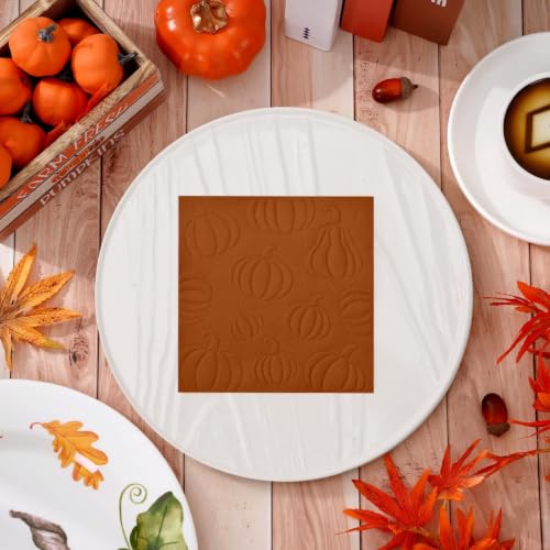 Fall Embossed Pumpkin Paper Napkins for Thanksgiving Harvest Tableware - 120 Pack, Orange, Yellow, Brown