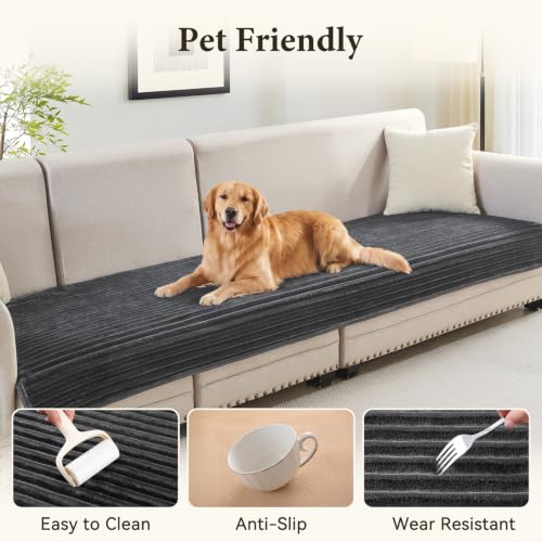 Waterproof Couch Cover for Dogs Washable Non Slip Sofa Protector - Dark Grey 35x63+35x70 Inches