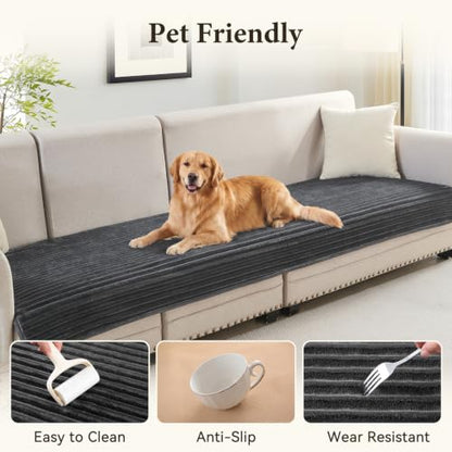 Waterproof Couch Cover for Dogs Washable Non Slip Sofa Protector - Dark Grey 35x63+35x70 Inches