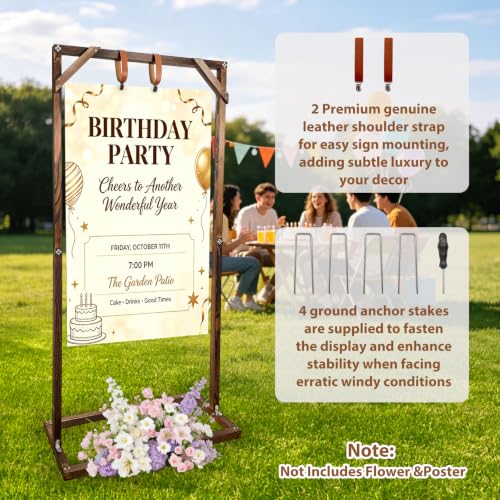 Wooden Welcome Sign Stand for Wedding & Event Decor - 63 x 30 Inch