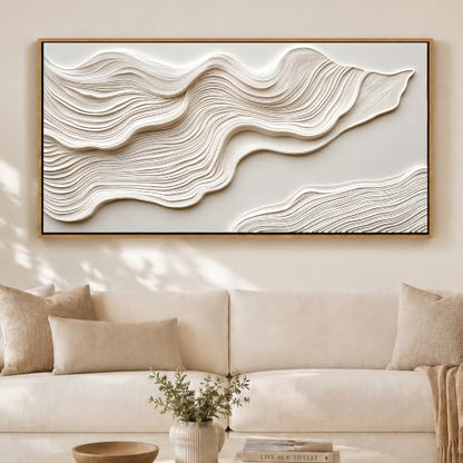 Wave Framed Abstract Wall Art - Large Geometric Line Canvas 48x24in - Modern Home Decor