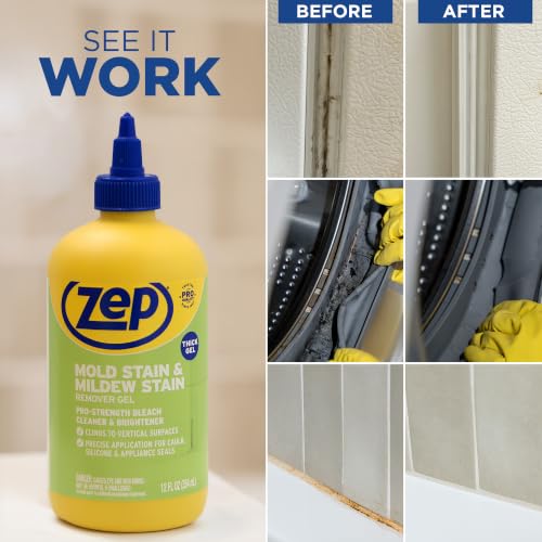 Zep Mold & Mildew Stain Remover Gel - 12 Fl Oz - Vertical Surface Cleaner