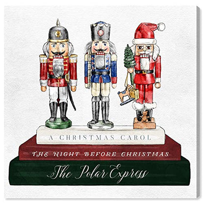 Holiday Nutcracker Wall Art Canvas Print 20x20 Inches - Green & Red