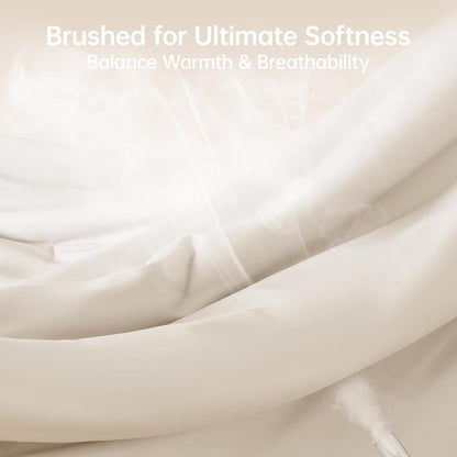 MUXHOMO Queen Size Comforter Set - Beige 3-Piece Solid Bedding for All Seasons | Lightweight Down Alternative (90"x90")