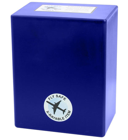 TSA Approved Fly-Safe and Temporary Travel Cremation Urn Kit for Human Ashes - Airline Friendly - 200 Cubic Inch Capacity - Airline-Ready Blue Plastic Urn with Included Travel Box