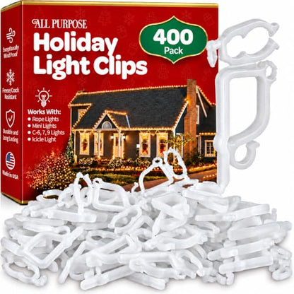 All-Purpose Holiday Light Clips Set of 400 - Gutter & Shingle Mounting