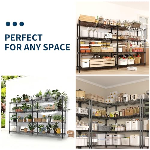 Garvee 70.8-Inch Wide Heavy Duty Wire Shelving Unit for Kitchen Pantry - Black
