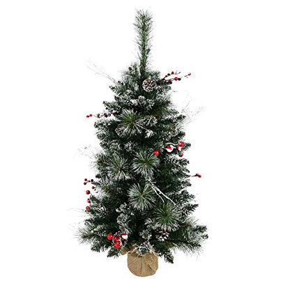 3 ft Snow Tipped Artificial Christmas Tree with Berry Accents and Burlap Base