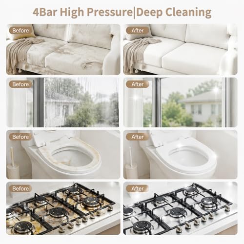 Multi-Purpose Handheld Steam Cleaner for Home and Car Cleaning - 3-Level Adjustable Pressure, Fast Heat-Up