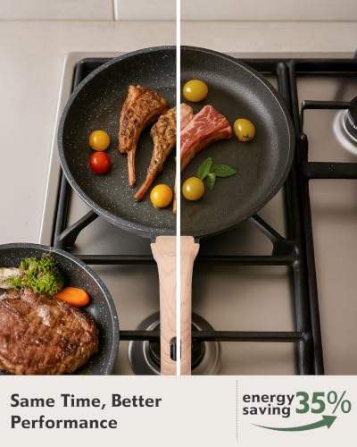 8-Inch Nonstick Granite Frying Pan - Healthy PFOA-Free Egg Skillet