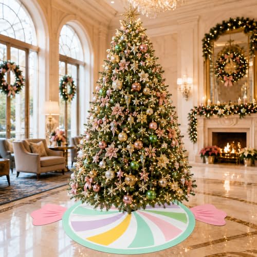Candy Christmas Tree Skirt 48 Inch Pastel Candyland Holiday Decor - Multicolor