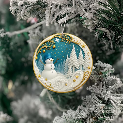 Snowman Christmas Ornament 2025 - Acrylic Holiday Hanging Decor - Variation of Snowman 4