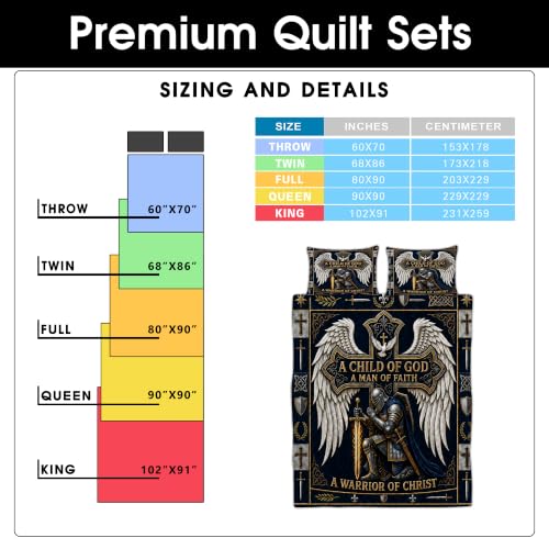 Personalized Christian Warrior Quilt with Custom Name - Faith Bedding for Men and Women, Twin to King Size, Religious Bedroom Decor (Warrior 5)