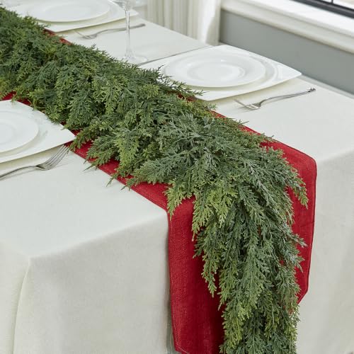 6FT Real Touch Cedar Garland for Christmas Decorations - Full Greenery