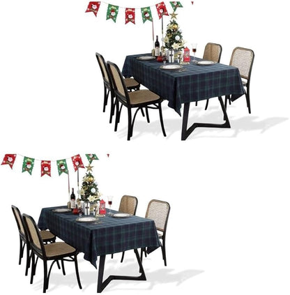 Rectangle Fabric Tablecloth Set - Blue & Green Plaid, 55x120 Inches, 2 Pack - Holiday Dining Cover