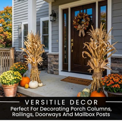 Natural Dried Corn Stalks Bundle - 3 Ft for Fall Decor & Harvest Displays