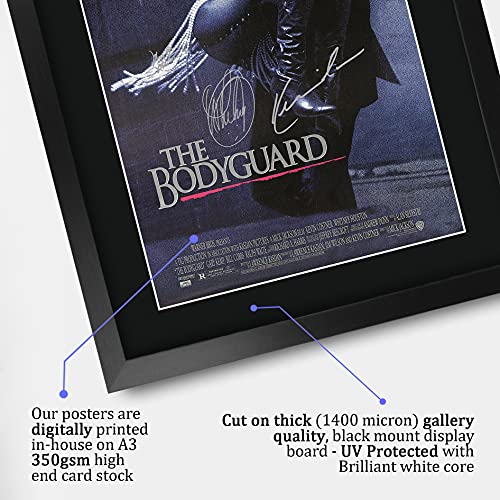 The Bodyguard Kevin Costner Whitney Houston Signed Poster Black Frame 16x12 Inches