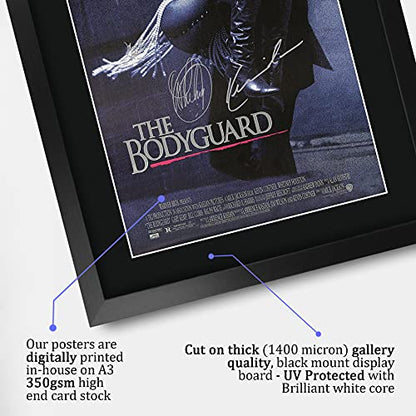 The Bodyguard Kevin Costner Whitney Houston Signed Poster Black Frame 16x12 Inches