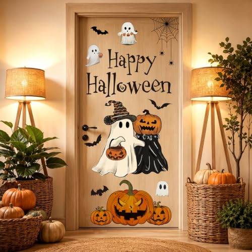 Halloween Door Stickers Ghost Pumpkin Set 2 Sheets Decorative Decor