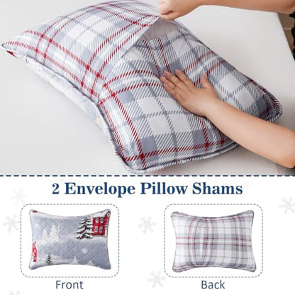AtawLege 3-Piece Christmas Quilts King Size Grey Tree Bedding Set