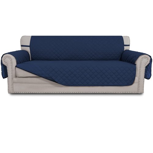 Easy-Going Reversible Oversized Couch Cover for 3 Cushion Couch Sofa Cover for Dogs Water Resistant Furniture Protector Cover with Foam Sticks for Pet Cat (Oversized Sofa, Navy/Navy)