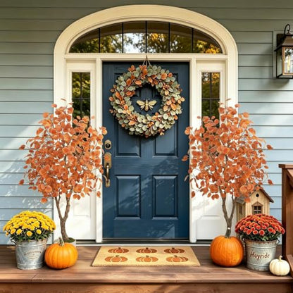 5ft Artificial Fall Trees Set - 2 Pack Eucalyptus Autumn Decor for Porch & Home