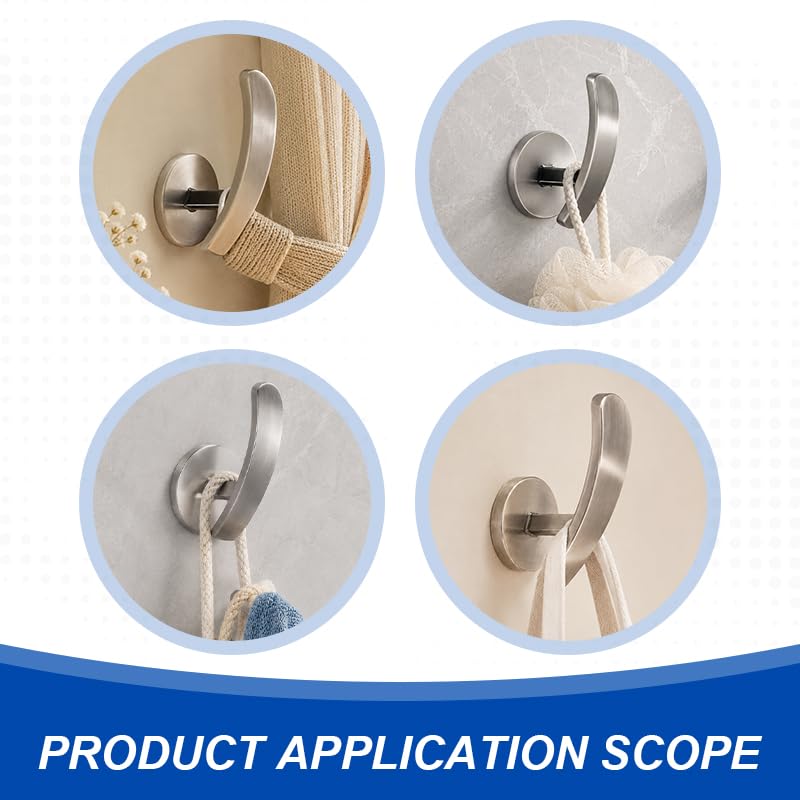 Silver Curtain Holdbacks 2 Pcs Wall Mount Hooks - Minimalist Metal Design