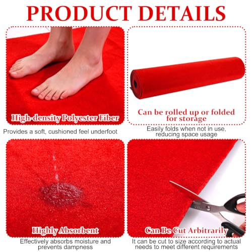 Thick Red Carpet Runner 3x20 FT Non Slip Wedding Aisle Rug Indoor Outdoor