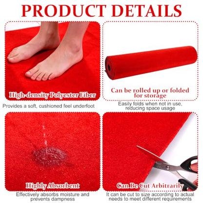 Thick Red Carpet Runner 3x20 FT Non Slip Wedding Aisle Rug Indoor Outdoor