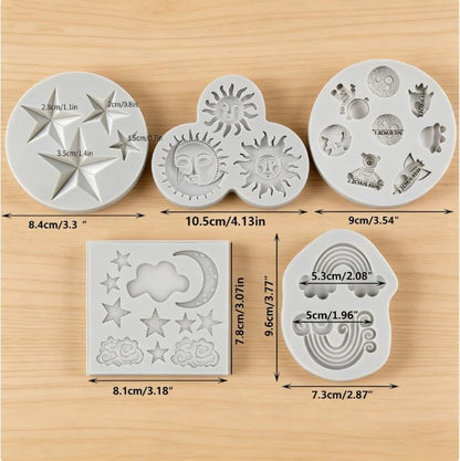 Moon Star Rainbow Silicone Mold Space Theme Cake & Candy Decoration - RHLOVY