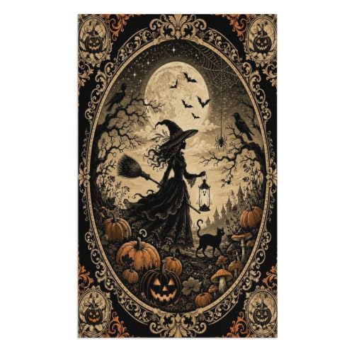 Halloween Witch Moonlight Pumpkin Oversized Beach Towel 51x31 Inch - Soft Quick Dry Bath & Pool Towel - Travel Gym Use