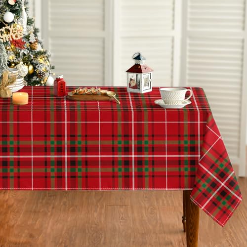 Christmas Tablecloth 60x120 Inch Rectangular Buffalo Plaid Red & Green