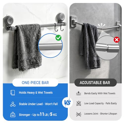 Suction Cup Towel Bar 2 Pack - 27.6 Inch Rustproof Aluminum Bathroom Rack