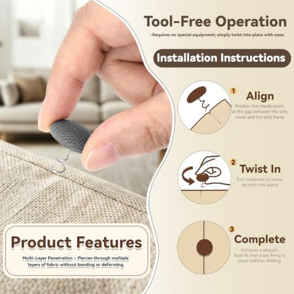 Upholstery Twist Pins 12pcs Grey Fabric Covered Bedskirt Clips - Locking & Invisible Design