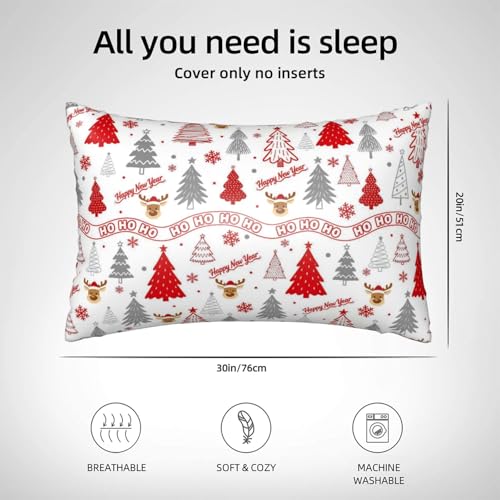 Queen Satin Pillowcase for Hair and Skin with Hidden Zipper - Christmas & New Year Variation