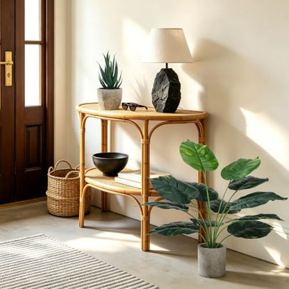 Artificial Plant Set with Concrete-Style Pots - 2 Large Tropical & 4 Mini Succulents