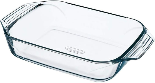 Pyrex Optimum Glass Rectangular Roaster - High Resistance, Easy Grip, 35x23 Cm, 2.9L