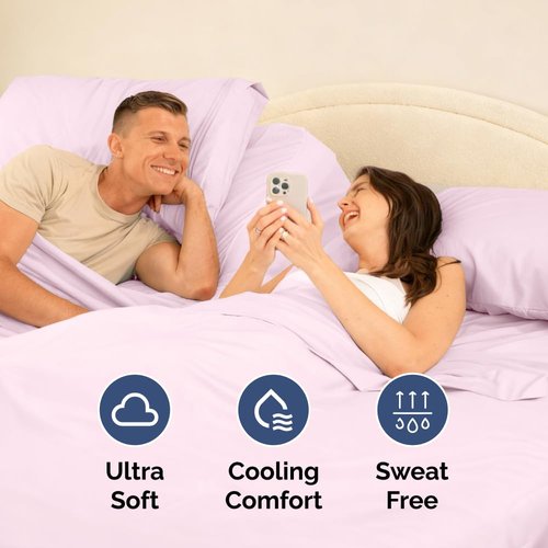 Flex Top Split Head King 4 Piece Sheet Set - Comfy Breathable & Cooling Bed Sheets Set - Hotel Luxury Bedding for Women, Men, Kids, Teens, Boys & Girls - Deep Pockets, Soft and Oeko-Tex - Light Pink