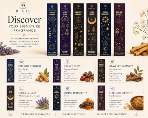 Cosmic Aura Incense Gift Set - 6 Spiritual Scents, 120 Hand-Rolled Sticks