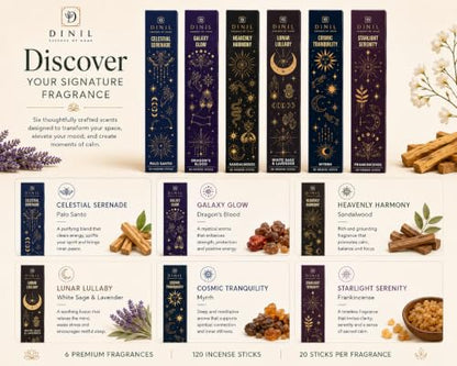 Cosmic Aura Incense Gift Set - 6 Spiritual Scents, 120 Hand-Rolled Sticks